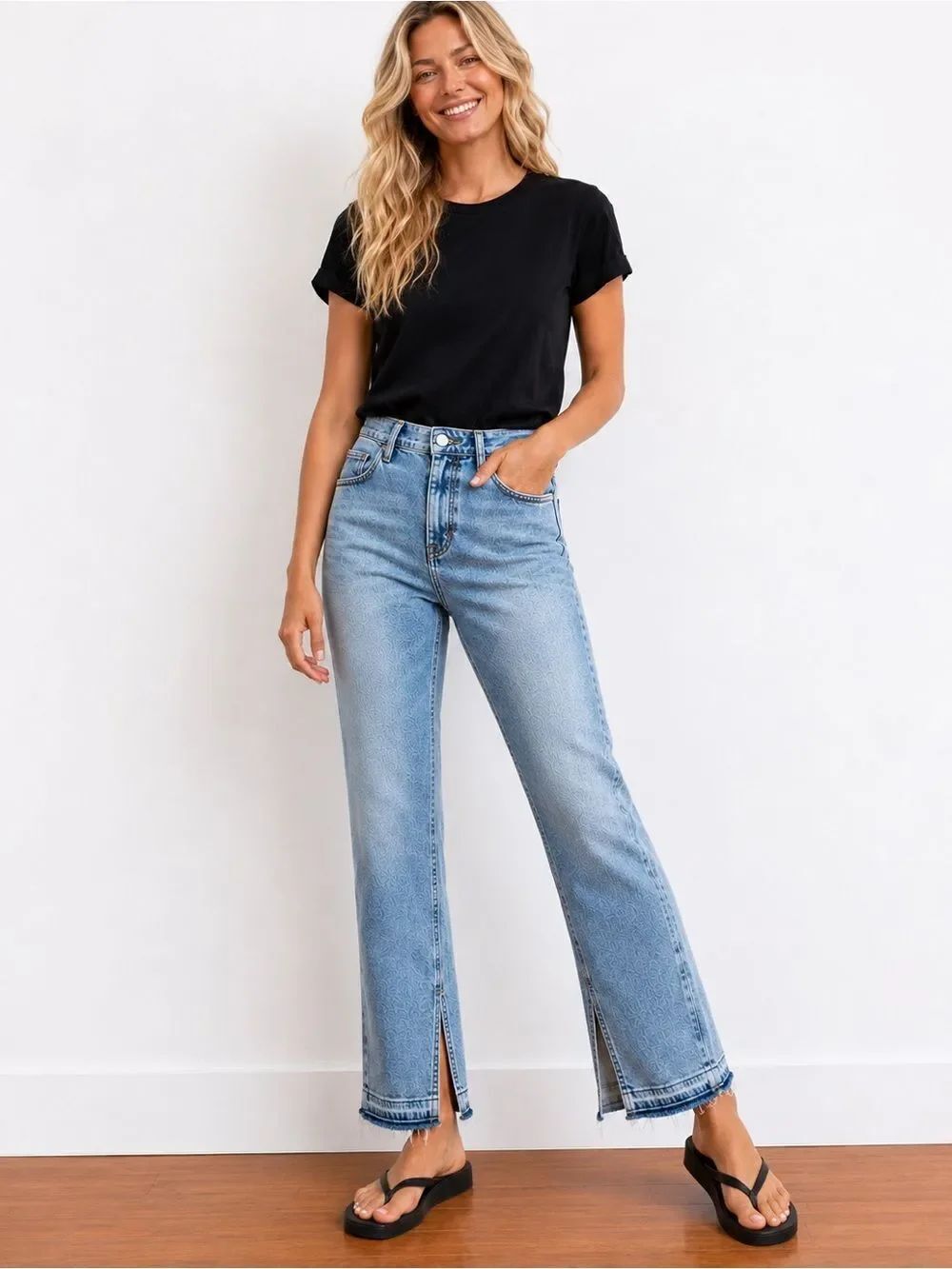 RE/DONE 70s High Rise Boot Jeans Skid Wash Inside Slit Hem Size 29 NWOT